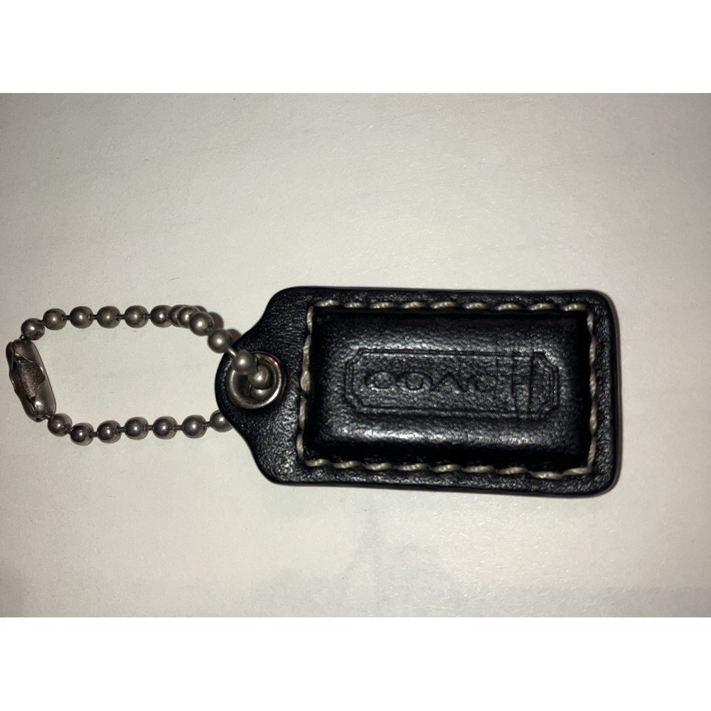COACH BLACK LEATHER Bag Silver HANG TAG 1.5 " Tag Small EUC